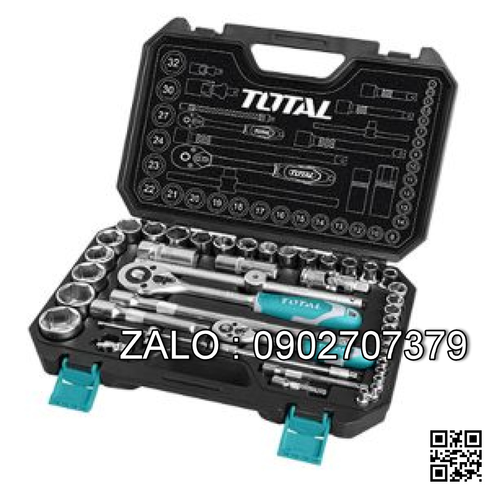 Bộ socket 44 chi tiết và cần siết 2 chiều Total THT421441