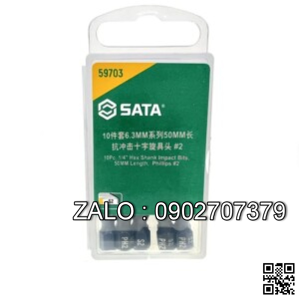 Bộ 10 đầu vít bake 1/4in, PH#2 Sata 59703