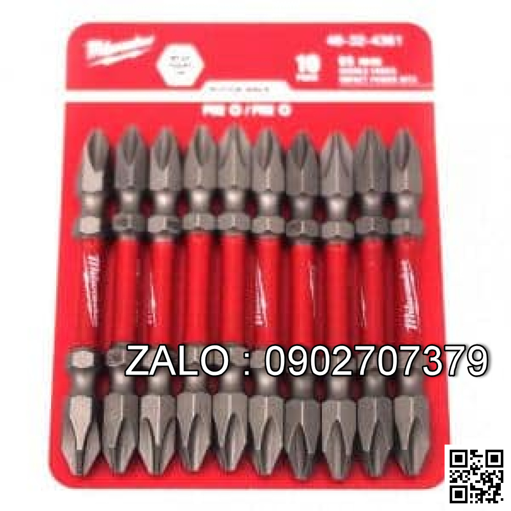 Bộ 10 mũi đầu vặn vít ngắn (PH2-65mm) Milwaukee 48-32-4361D