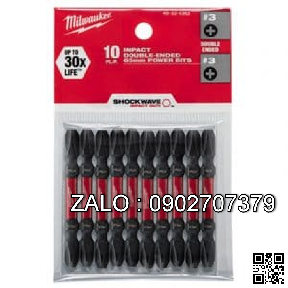 Bộ 10 mũi đầu vặn vít ngắn (PH3-65mm) Milwaukee 48-32-4362