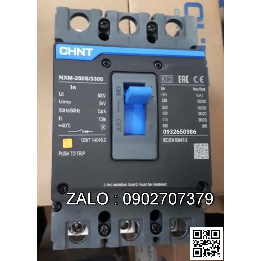 MCCB Chint NXM-250S/3300-250, 35KA, 3P