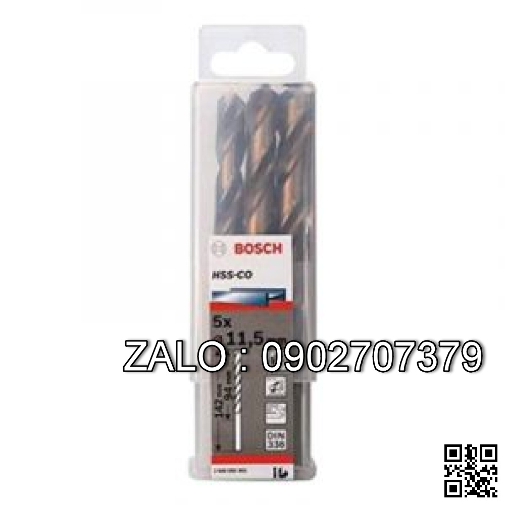 Mũi khoan INOX HSS-Co 11.5mm (hộp 5 mũi) Bosch 2608585902