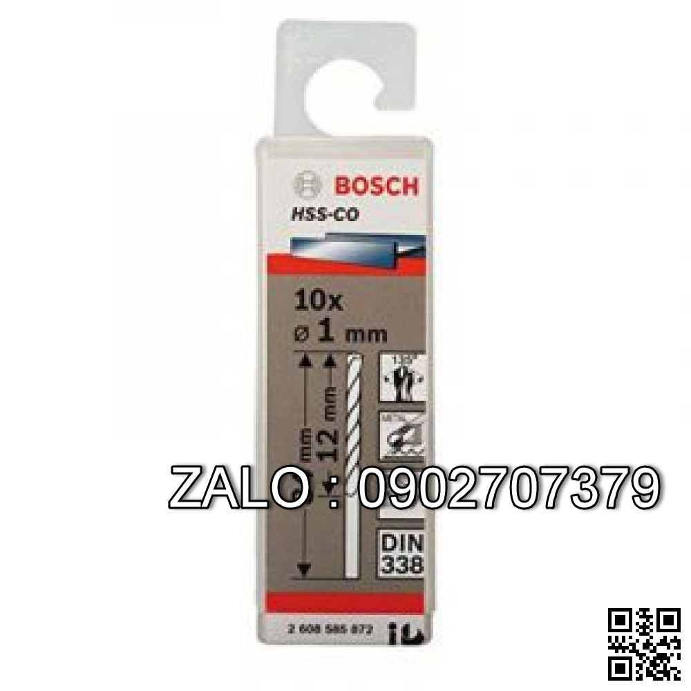 Mũi khoan INOX HSS-Co 1mm (hộp 10 mũi) Bosch 2608585872