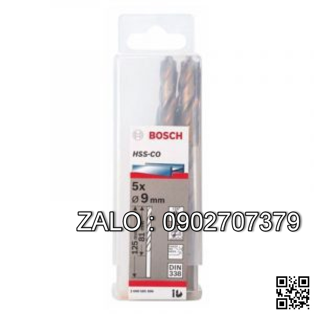 Mũi khoan INOX HSS-Co 9mm (hộp 5 mũi) Bosch 2608585896