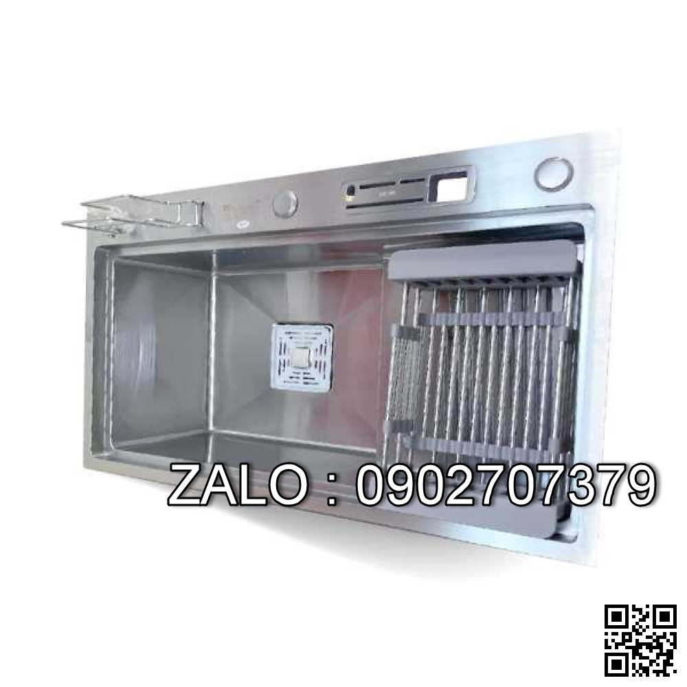 Chậu rửa bát KAGOL K7846B-BT 304 một hố có bàn, cài dao bậc thang, inox 304 (780x460x240 mm)