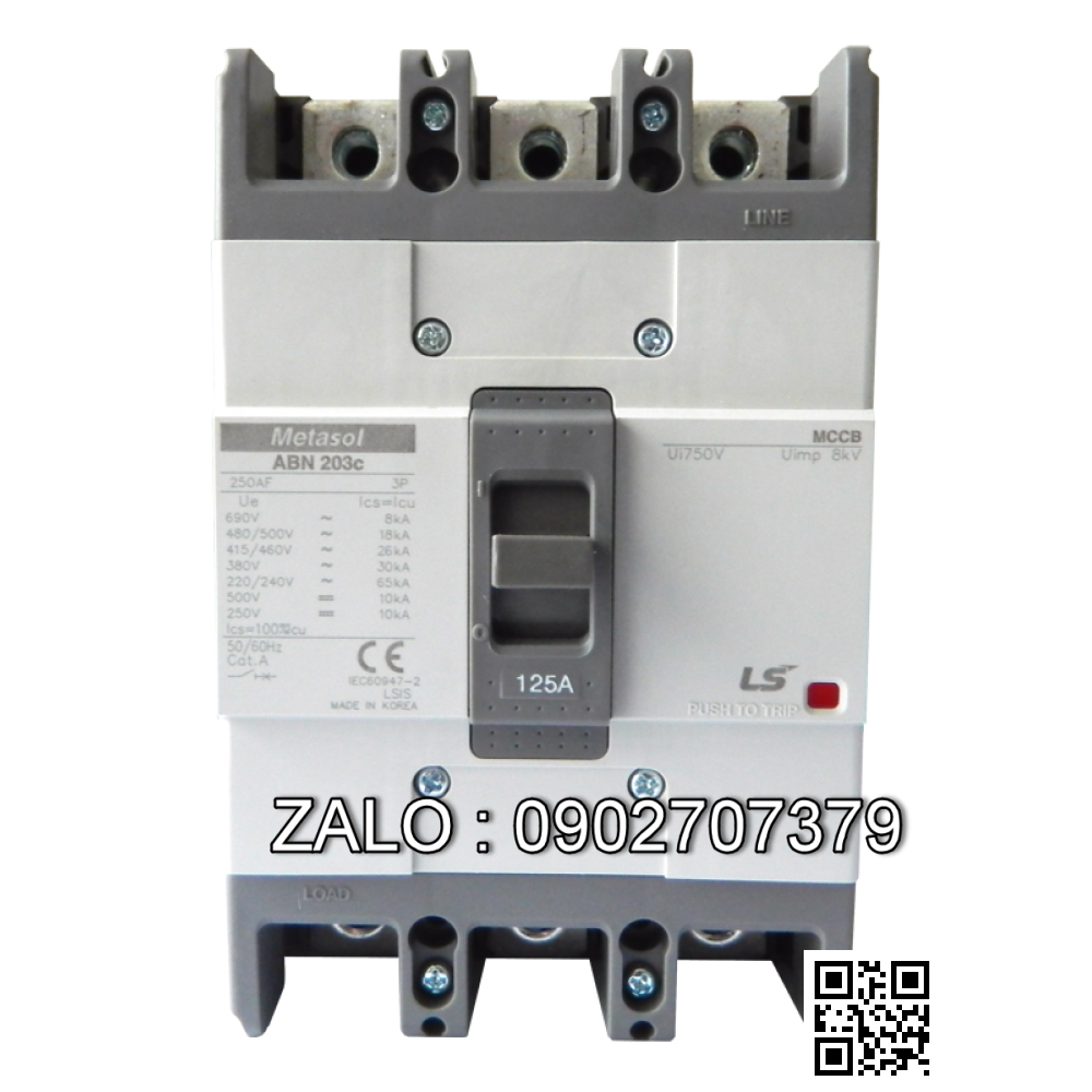 CB 150A/36kA/ LS Detail : -MCCB 3-Pole Type:ABN 203C, 150A,Icu=36kA/415V,NSX:LS