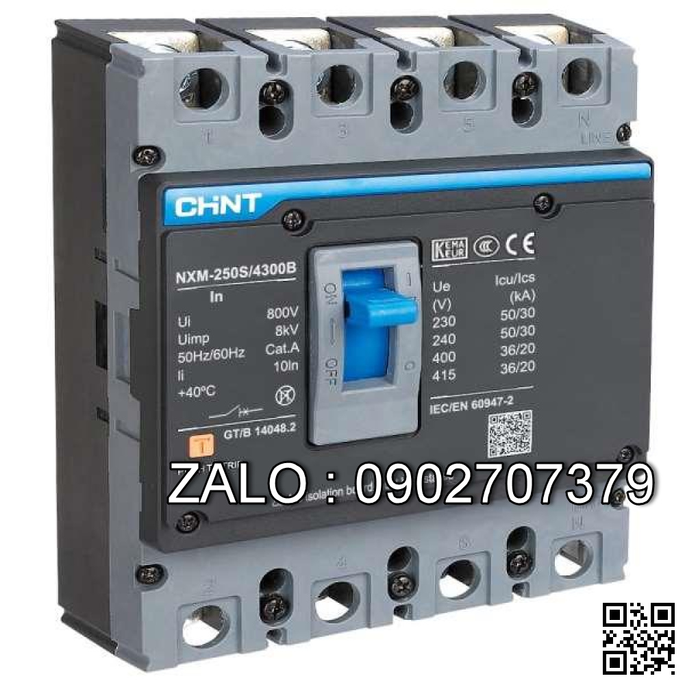 MCCB Chint NXM-250S/4300-200, 35KA, 4P