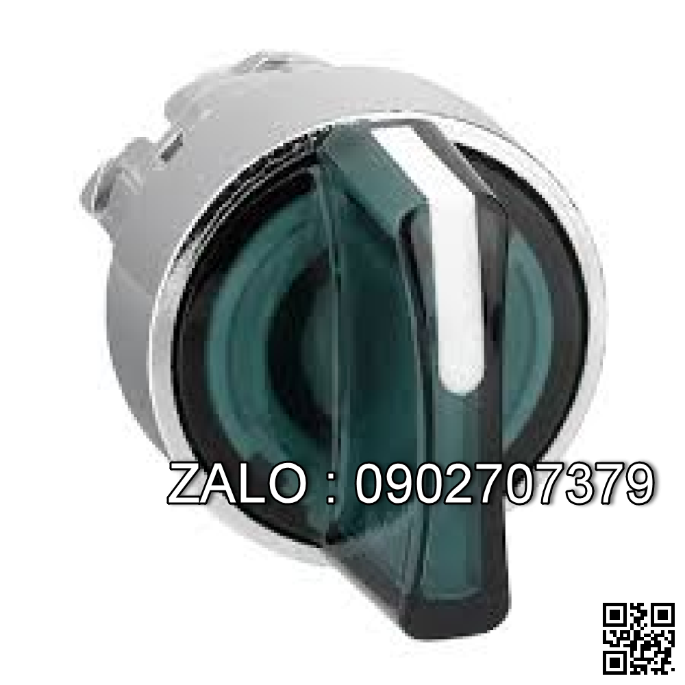 Đầu công tắc xoay 3 vị trí xanh có đèn ZB4BK1833 gạt phải tự trả về giữa