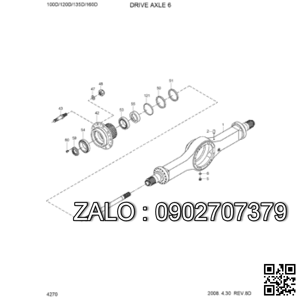 Long đền dùng cho xe nâng Hyundai 110/130/160D-9 , PN: ZGBJ-00008