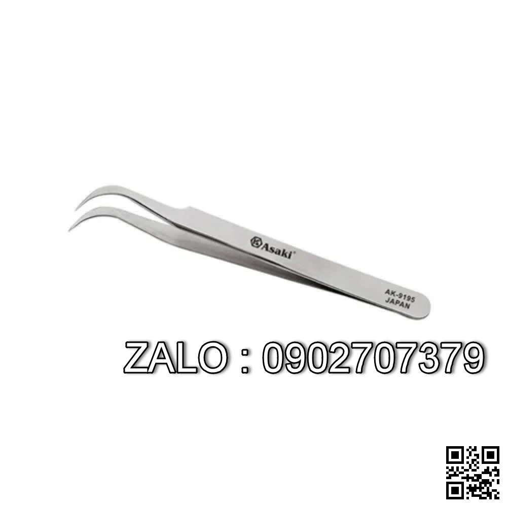 Nhíp gắp linh kiện mũi cong 120 x 9 x 2mm Asaki Inox AK-9195