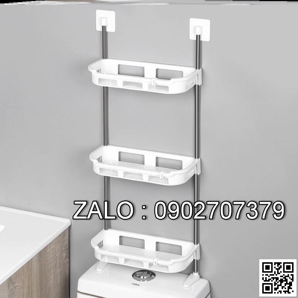 Kệ để đồ dán tường nhựa 2 tầng đặt trên bồn cầu (Kiện 40 cái)
