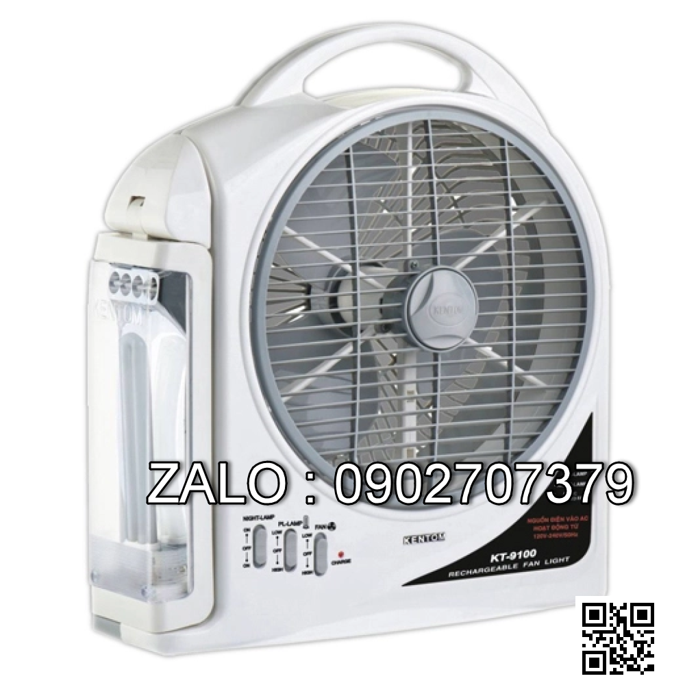 Quạt sạc loại 2 bình Kentom KT-9100