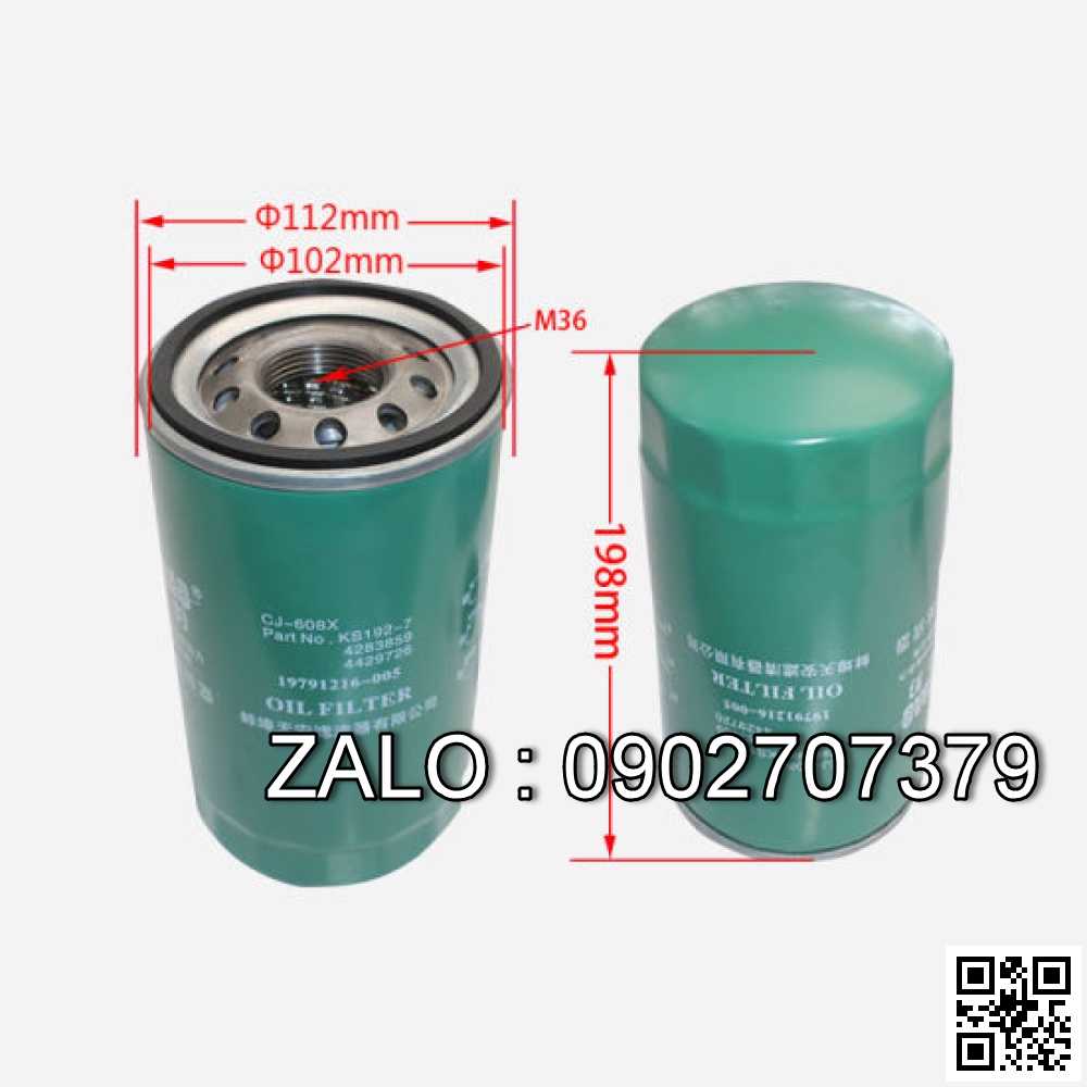 Lọc dầu dùng cho xe nâng TCM 10 tấn, PN 20801-01441
