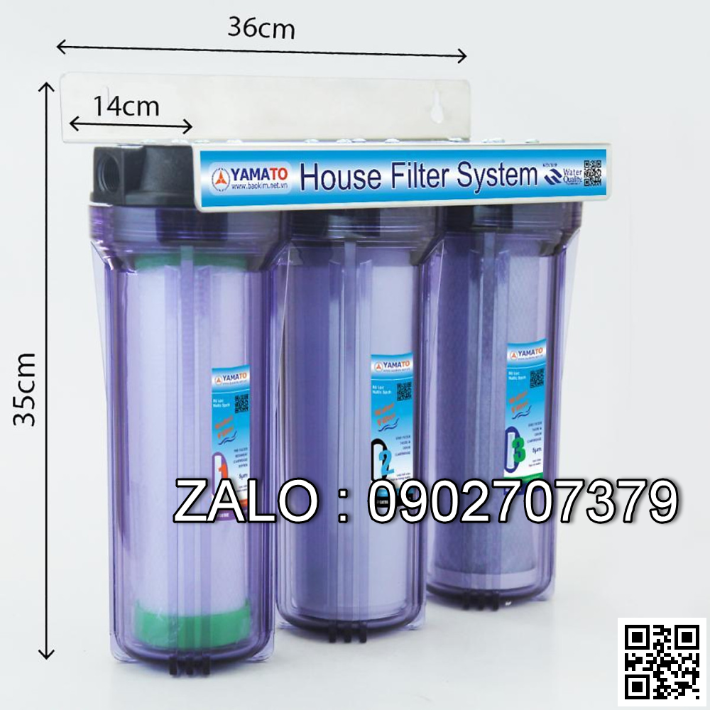 Bộ lọc nước thô đầu nguồn 3 cấp lọc 10inch Yamato YMTH10-3T
