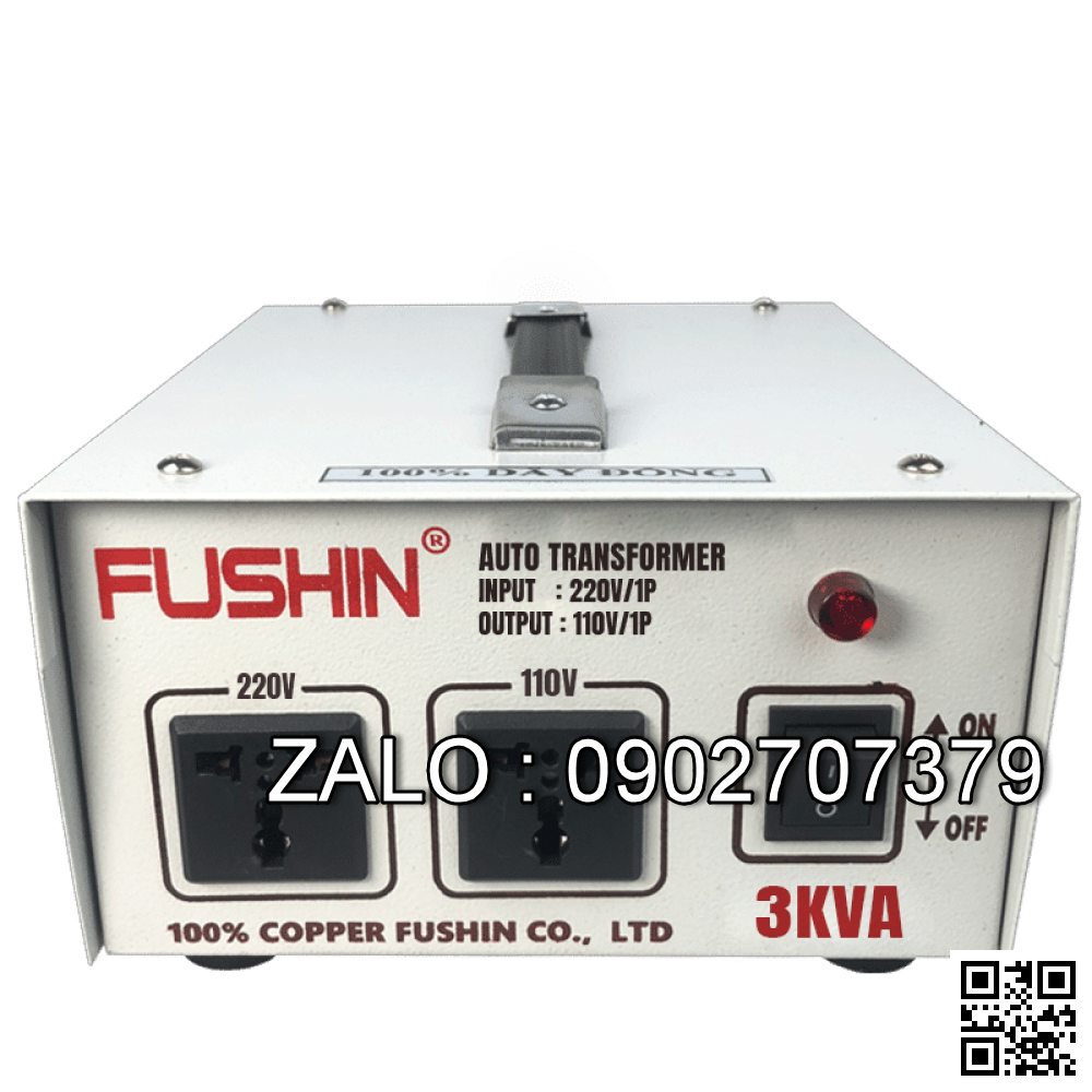 Biến áp tự ngẫu 1P 220V/110V 3KVA-Dây Đồng - Nhản hiệu : Fushin