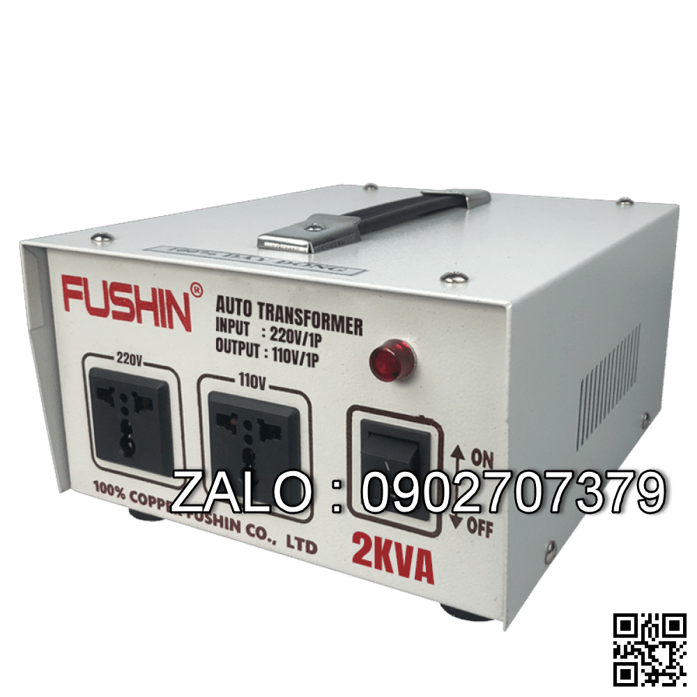 Biến áp tự ngẫu 1P 220V/110V 2KVA-Dây Đồng - Nhản hiệu : Fushin