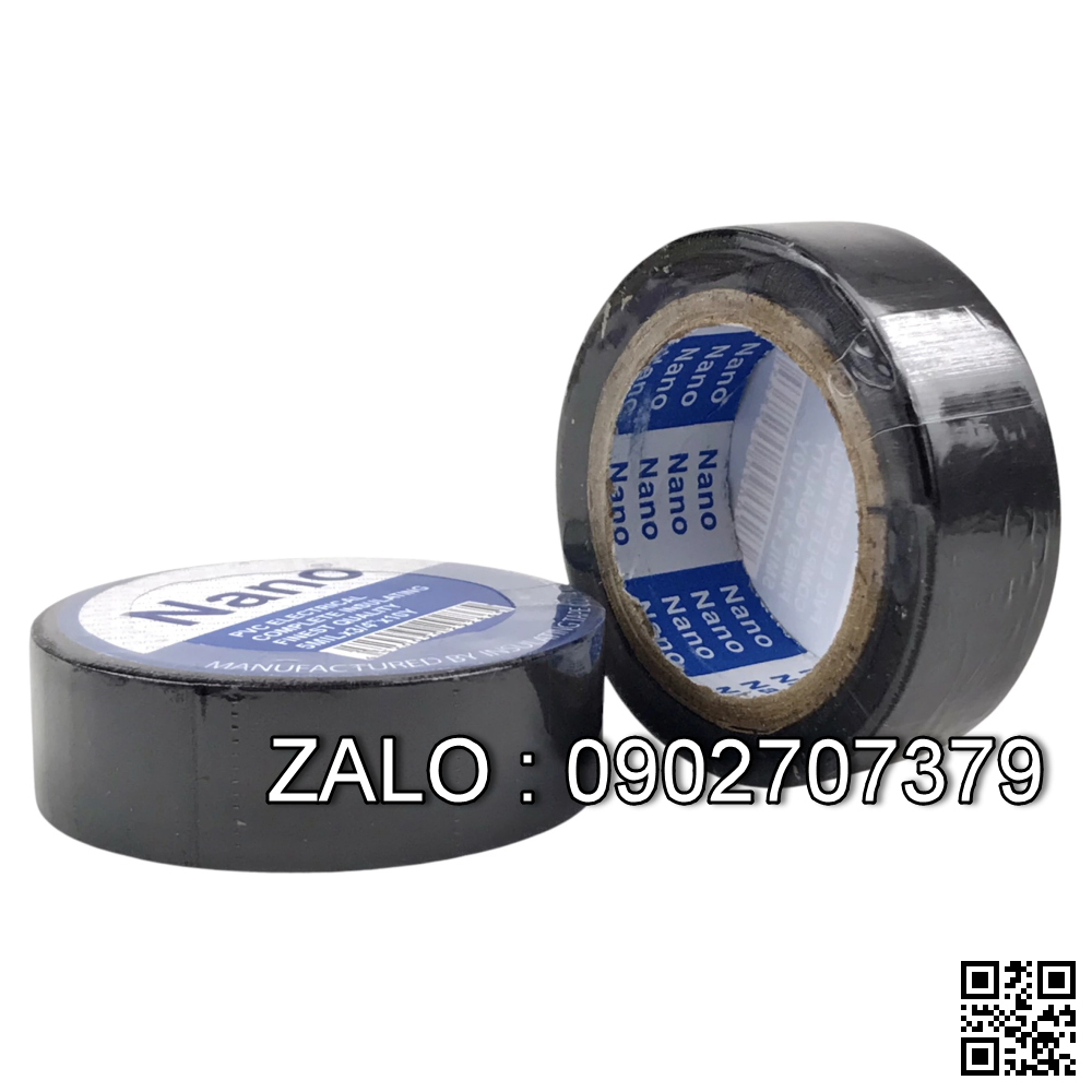 Bang keo cach dien Nano, chat lieu PVC, ban rong 18mm, be day 0.12 - 0.18mm, do gian 150-200%, dien ap toi da 600V, chieu dai 20 yards