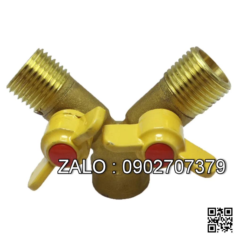 Van thau 3 ngã ren trong ở giữa 2 ren ngoài 2 khóa nhựa DN33