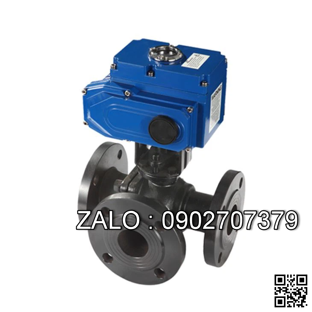 Van bi nhựa điều khiển điện AC24V DC24V mặt bích 3 ngã  DN40