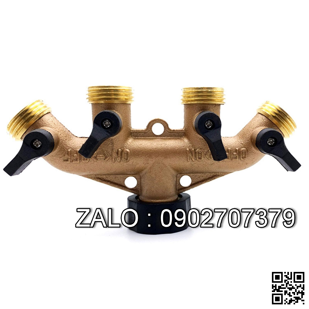 Van thau 5 ngã ren trong ở giữa 4 ren ngoài 4 khóa nhựa DN35