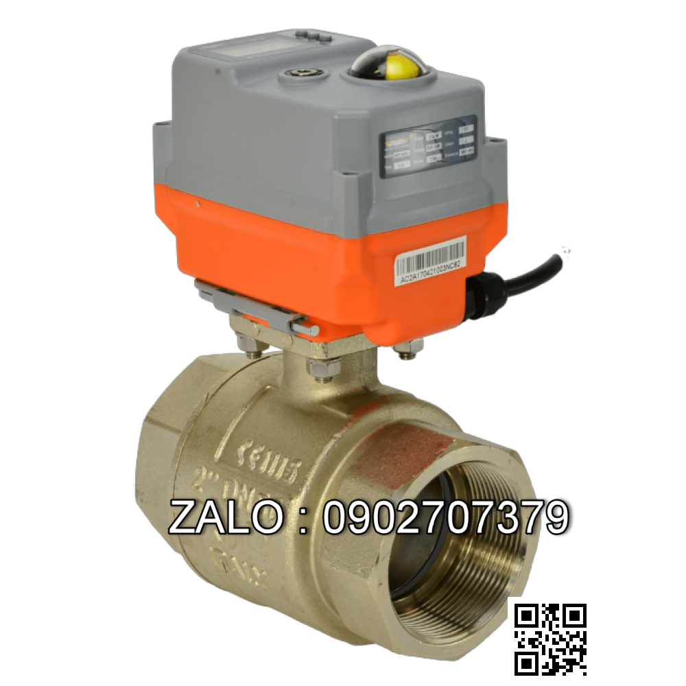 Van bi điện điều khiển thau lắp ren ngoài 2 ngã DN25