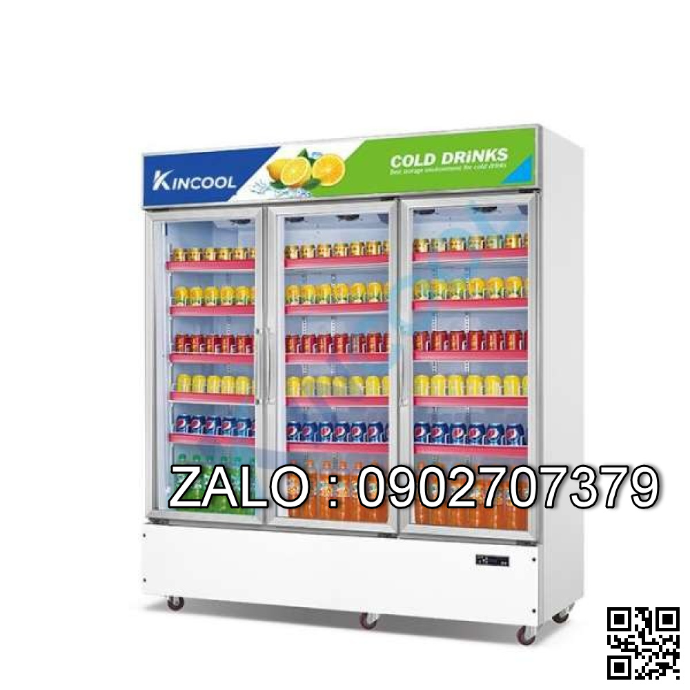 Tủ mát 3 cánh kính Kincool máy nén dưới