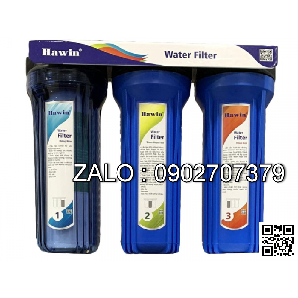 Bộ lọc nước 3 cấp lọc 10 Inch Hawin (Tiền lọc - Lọc nước sạch)