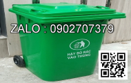 Thùng rác nhựa có nắp đậy kín và bánh xe 360L