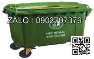 Thùng rác nhựa có nắp đậy kín và bánh xe 360L