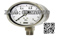 Đồng hồ đo áp suất -1 tới 5 bar PA Đức chân đồng vỏ thép mặt 63mm