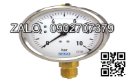 Đồng hồ đo áp suất -1 tới 5 bar PA Đức chân đồng vỏ thép mặt 63mm