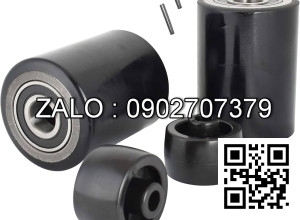 Bánh xe nâng tay phi 80 bằng cao su bên trong bằng sát, dùng bạc đạn 6204