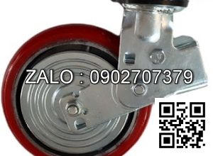 Bánh Xe PU Gang Đỏ Hàn Quốc Phi 200x50 - Xoay Tải Trọng 500kg / 1 Cái