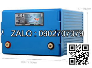 Bình ắc quy 12v 200AH Fullriver DC200-8 ( kích thước 260x182x299 )