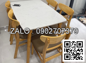 Bộ bàn ăn mặt đá và 6 ghế Mango