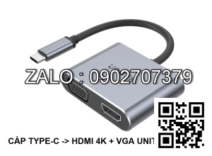 Cable TypeC --> Vga/Hdmi Unitek (Y1126 - 4K)