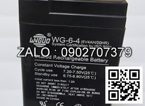 Binh acquy kho WG6-4 (6V4Ah/ 20Hr) Wingo  (70 x 47 x 95) mm