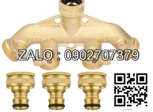 Van thau 5 ngã ren trong ở giữa - 4 khóa thau - 4 đầu nối ống hơi DN8