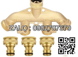 Van thau 5 ngã ren trong ở giữa - 4 khóa thau - 4 đầu nối ống hơi DN33