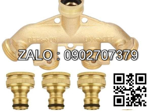 Van thau 5 ngã ren trong ở giữa - 4 khóa thau - 4 đầu nối ống hơi DN30