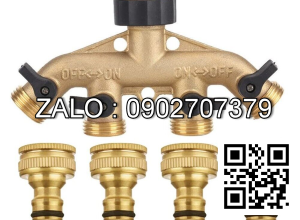 Van thau 5 ngã ren trong ở giữa - 4 khóa nhựa - 4 đầu nối ống hơi DN10