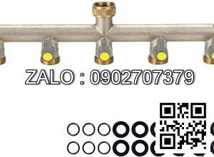 Van thau 6 ngã ren trong ở giữa - 5 khóa - 4 đầu nối ống hơi DN21