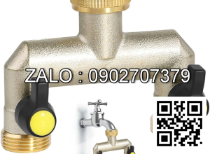 Van thau 3 ngã ren trong ở giữa - 2 khóa - 2 đầu nối ren ngoài DN27