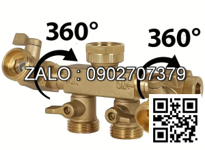 Van thau 5 ngã ren trong ở giữa - 4 khóa ren ngoài - 2 đầu sống DN21