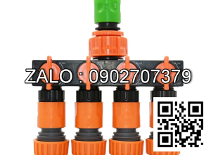 Van nhựa 5 ngã ren trong ở giữa - 4 khóa - 4 đầu nối ống nhanh D34