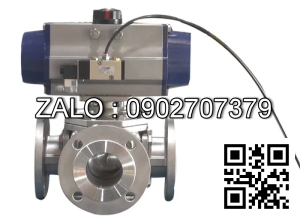 Van Inox 4 ngã mặt bích điều khiển khí nén Ø 110