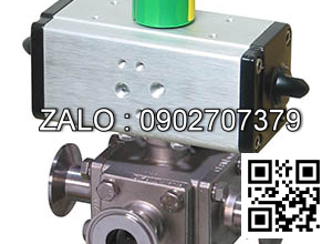 Van Inox 4 ngã mặt bích - điều khiển khí nén Ø 90