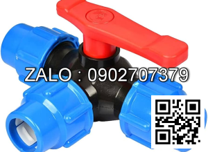 Van bi nhựa PPR rắc co 3 đầu sử dụng ống phi 32