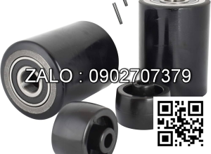 Bánh xe nâng tay phi 80 bằng cao su bên trong bằng sát, dùng bạc đạn 6204