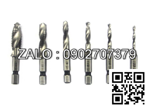 Bộ 6 mũi khoan taro M3-M10 ren cao cấp chuôi lục giác